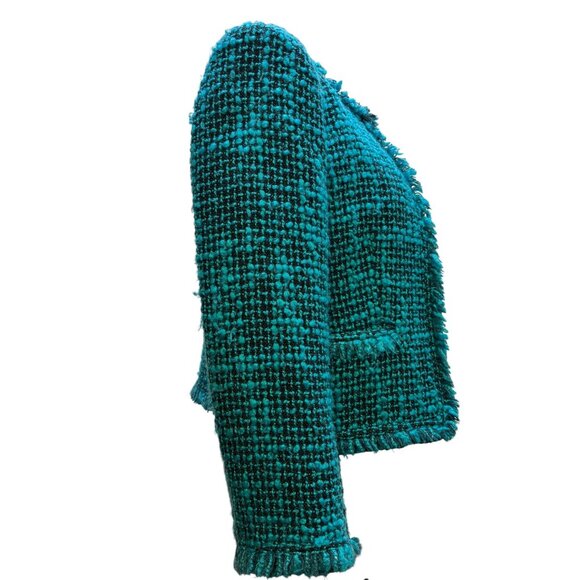 Alice+Olivia Womens Tweed Jacket Turquoise Size S - Picture 3 of 6